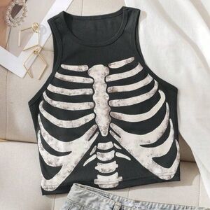Halloween Ribcage Skeleton Tank Toos